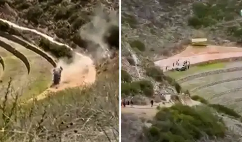 Auto cae en Moray y obliga a autoridades a desplazarse a Patrimonio de la Nacion ante posibles daños