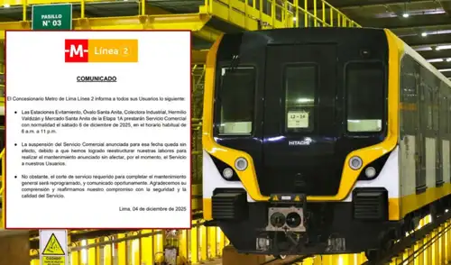 Linea 2 del Metro funcionará con normalidad ete 6 de diciembre