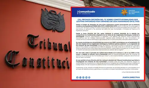 CAL se pronuncia por decisión del Tribunal Constitucional. Foto: composición LR CAL se pronuncia por decisión del Tribunal Constitucional.