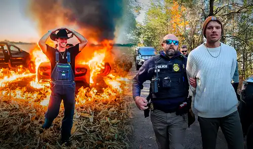 El influencer estadounidense WhistlinDiesel quemó un Ferrari para su canal de YouTube en 2023. El influencer estadounidense WhistlinDiesel quemó un Ferrari para su canal de YouTube en 2023.