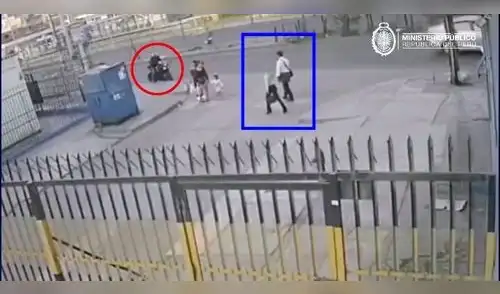 Fiscal (recuadro azul) se salva de ser asesinada por sicarios (circulo rojo).