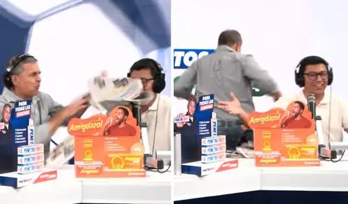 Gonzalo Núñez abandona el set luego de debate con su compañeros. Foto: composición LR/ Exitosa Deportes