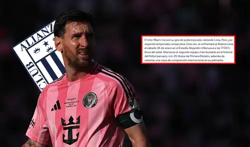Inter Miami resalta título de Alianza Lima previo a la 'Noche Blanquiazul 2026'