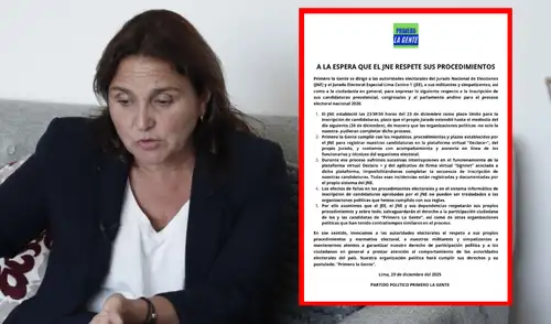 Listas del partido de Marisol Pérez Tello aún no figura en el JNE.