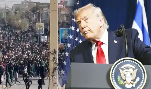 El presidente Donald Trump advirtió que Estados Unidos intervendrá si el gobierno iraní causa bajas entre manifestantes pacíficos. Foto: composición LR/AFP/X Trump advierte a Irán sobre las protestas y abre un nuevo frente de tensión entre Washington y Teherán