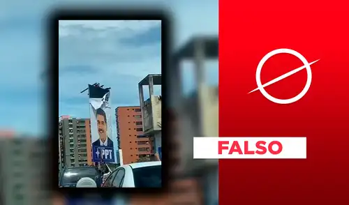 Sí retiraron cartel de apoyo a Nicolás Maduro en Venezuela, pero no tras su captura: video fue grabado luego del fraude electoral del 2024