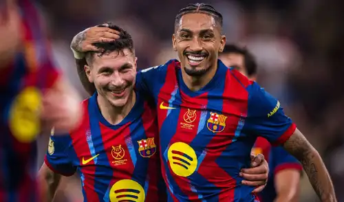 Roony Bardghji y Raphinha festejan. Supercopa de España