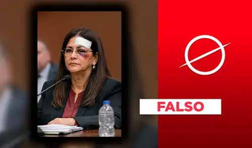 La fotografía no coincide con los rasgos de la primera dama ni con los bocetos realizados en el tribunal, donde se le mostró con vendas y hematomas, pero con su cabellera rubia intacta.