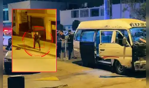El agente de la PNP dispara contra el sicario durante una intervención armada tras el asesinato de un chofer de transporte público en Comas.