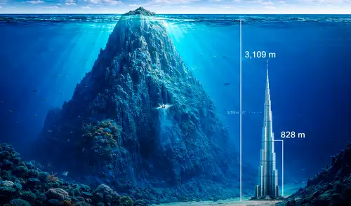 Esta montaña submarina supera casi cuatro veces más al Burj Khalifa en Dubái, el edificio reconocido por Guinness World Records como el más alto del planeta con 828 metros.