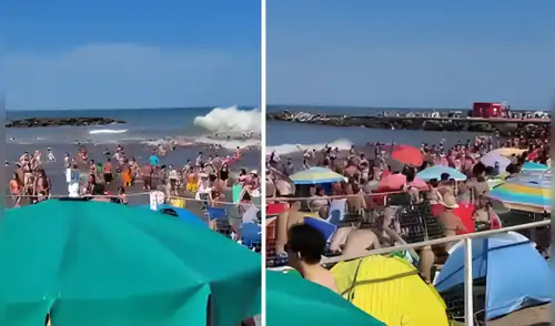 Ola gigante en playa de Argentina llena de turistas dejó un muerto y 35 heridos.