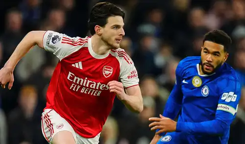 Declan Rice y Reece James, Arsenal vs Chelsea