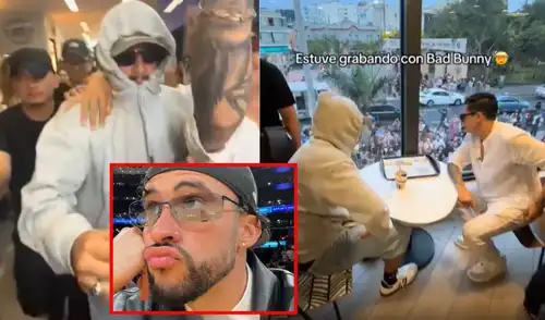 Imitador de Bad Bunny desató la euforia de las fans que lo esperaban en los exteriores de local de comida rápida.