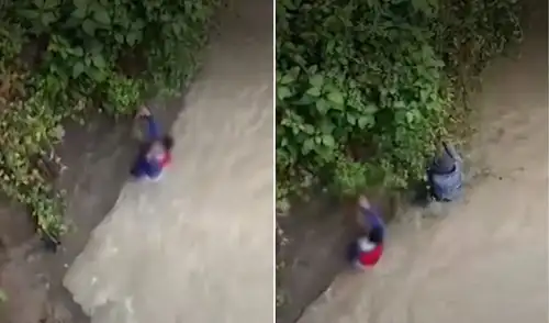 Vecinos rescatan a menor atrapado en río de Cajamarca
