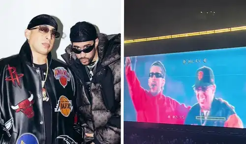 Bad Bunny y Ñengo Flow en el Estadio Nacional de Lima Foto: Composición LR