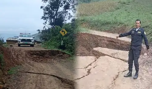 Policía de Lambayeque alertó de colapso de la vía. Foto: composición LR. Policía de Lambayeque alertó de colapso de la vía. Foto: composición LR.
