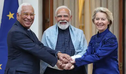 La Unión Europea e India firman un acuerdo comercial histórico tras más de 20 años de negociaciones, creando una de las mayores zonas de libre comercio global. La Unión Europea e India firman un acuerdo comercial histórico tras más de 20 años de negociaciones, creando una de las mayores zonas de libre comercio global.