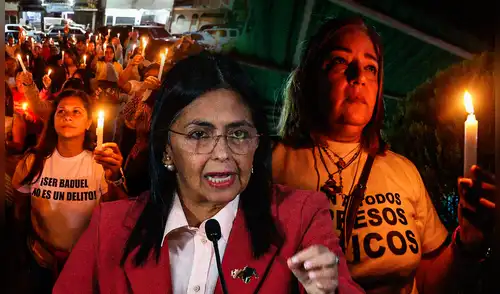 Delcy Rodríguez adelantó que promulgará una ley de amnistía para los presos políticos y la reconversión del Helicoide. Foto: Composición LR/AFP. "Como familiares no se nos ha informado nada": ley de amnistía de Delcy Rodríguez se recibe con "cautela" en Venezuela