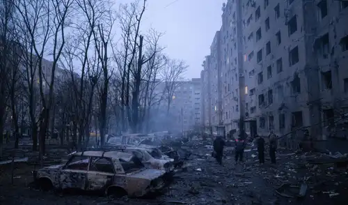 Daños en una zona residencial en Donetsk, Ucrania. Foto: AFP
