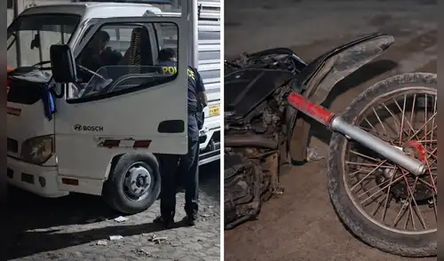 Delincuentes atacaron a padre de familia en su furgoneta y luego huyeron dejando su moticicleta.