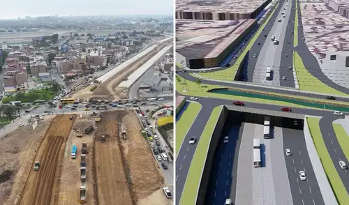 construcción de paso a desnivel en la Nueva Vía Expresa Sur