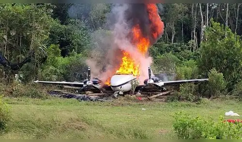 Avioneta siniestrada en la frontera Amazónica. Foto: Mininter