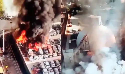 Equipos de emergencia trabajan rápidamente en el área afectada. Equipos de emergencia trabajan rápidamente en el área afectada.