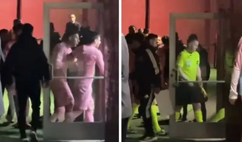 Lionel Messi intentó reclamarle al árbitro Pierre-Luc Lauziere al final del partido. Foto: composición/captura de Giovanni Guerrero/X Lionel Messi