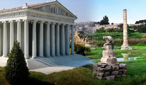 El enorme templo, una de las maravillas del mundo antiguo, fue construido por el arquitecto Quersifronte de Cnosos y su hijo. El enorme templo, una de las maravillas del mundo antiguo, fue construido por el arquitecto Quersifronte de Cnosos y su hijo.