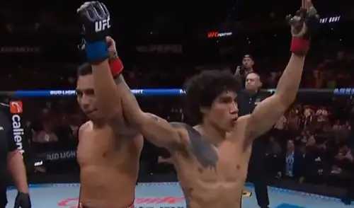Kevin Borjas cayó por TKO ante Imanol Rodríguez. Foto: captura de UFC Kevin Borjas, Imanol Rodríguez