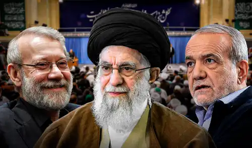Tras la muerte de Alí Jamenei, Ali Larijani y Masour Pezeshkian lideran la transición en Irán. Tras la muerte de Alí Jamenei, Ali Larijani y Masour Pezeshkian lideran la transición en Irán.