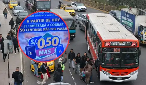 Suben pasajes del transporte público hasta S/0,50 por incremento del precio de combustibles