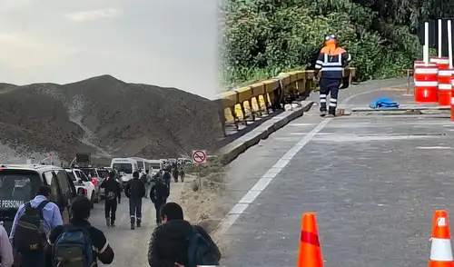 Cierre del puente generó una extensa cola en el ingreso de Arequipa el lunes 9 de marzo. Foto: composición LR.