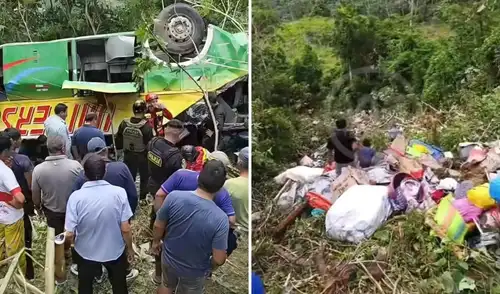 Bus de la empresa Universal cae por un barranco y deja al menos 3 muertos al cubrir la ruta Moyobamba–Tarapoto