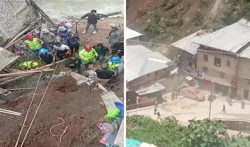 Personal de rescate busca a más personas atrapadas entre los escombros.