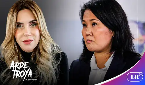 La conductora de 'Arde Troya' señaló que Keiko "abraza las ideas autoritarias" de su padre. Foto: composición LR