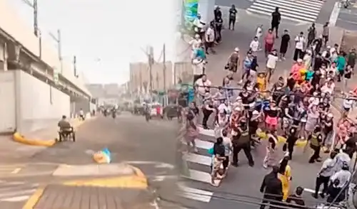 Comerciantes informales se enfrentaron a la Policía y serenos en Gamarra para retomar avenida Aviación.