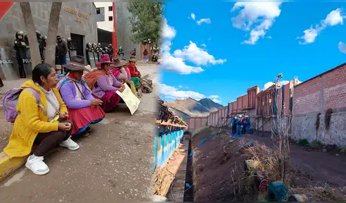 Padres de familia llegaron hasta la sede del Gobierno Regional de Cusco para protestar por las obras educativas inconclusas. Foto: Composición LR / Luis Álvarez, La República