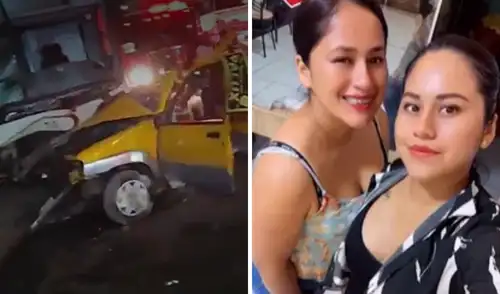 El vehículo menor que las trasladaba terminó destrozado.