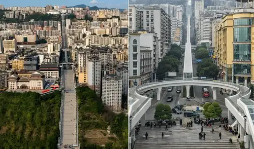 China inauguró recientemente la nueva escalera más extensa del mundo. China inauguró recientemente la nueva escalera más extensa del mundo.