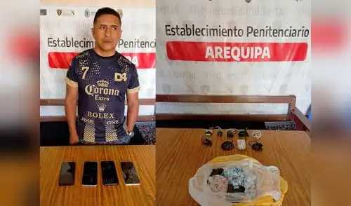 Interno cayó con 4 celulares en el penal de Arequipa.