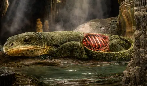 Científicos de Estados Unidos y Canadá descubrieron el fósil del reptil Captorhinus aguti en un sistema de cuevas en Oklahoma.