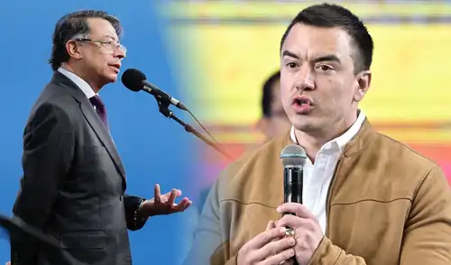 Noboa defiende la imposición de tarifas a productos colombianos y asegura que no hay conflicto político, sino por la seguridad fronteriza. Foto: composición LR/AFP