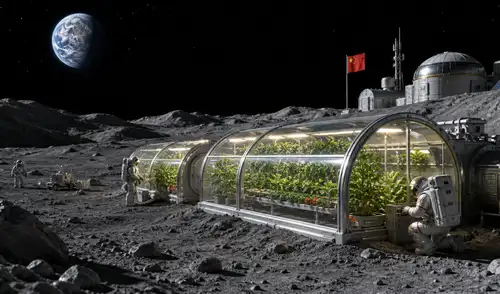 China investiga la agricultura espacial con el fin de desarrollar invernaderos en la Luna para producir alimentos.