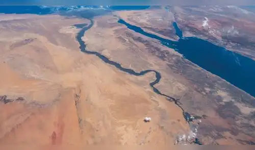 Imagen capturada desde el espacio muestra el río Nilo, el mar Rojo y la península del Sinaí. Foto: NASA