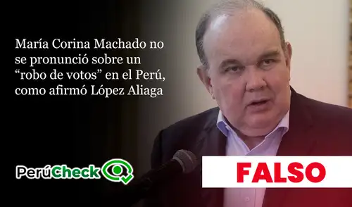 Machado no se pronunció sobre un “robo de votos” en el Perú, como dijo López Aliaga. Machado no se pronunció sobre un “robo de votos” en el Perú, como dijo López Aliaga.