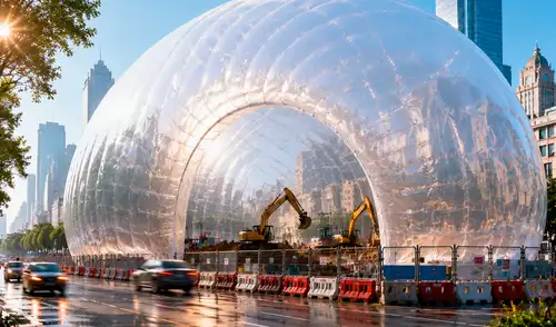 China revoluciona el sector de la construcción con burbujas neumáticas en Pekín.