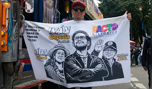 La acusación señala presuntos aportes incorrectamente justificados por parte de Javier Antonio Pérez Páez. Foto: AFP. Iván Cepeda, candidato de Gustavo Petro, Colombia, elecciones en Colombia