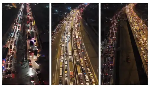 Sin salida. Congestión vehicular de más de 12 horas se concentró en la zona de las obras del bypass de Ramiro Prialé. Foto: difusión