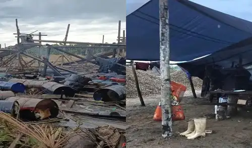 Las Fuerzas Armadas, en colaboración con la Policía Nacional y la Fiscalía, desmantelaron 15 campamentos de minería ilegal en Aguas Negras, Madre de Dios. Las Fuerzas Armadas, en colaboración con la Policía Nacional y la Fiscalía, desmantelaron 15 campamentos de minería ilegal en Aguas Negras, Madre de Dios.